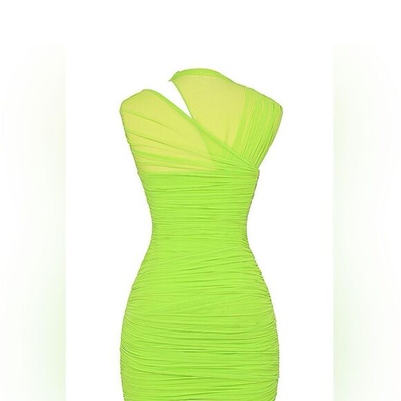 House of CB ADRIE NEON GREEN GATHERED MINI NWT Size M - Picture 7 of 9